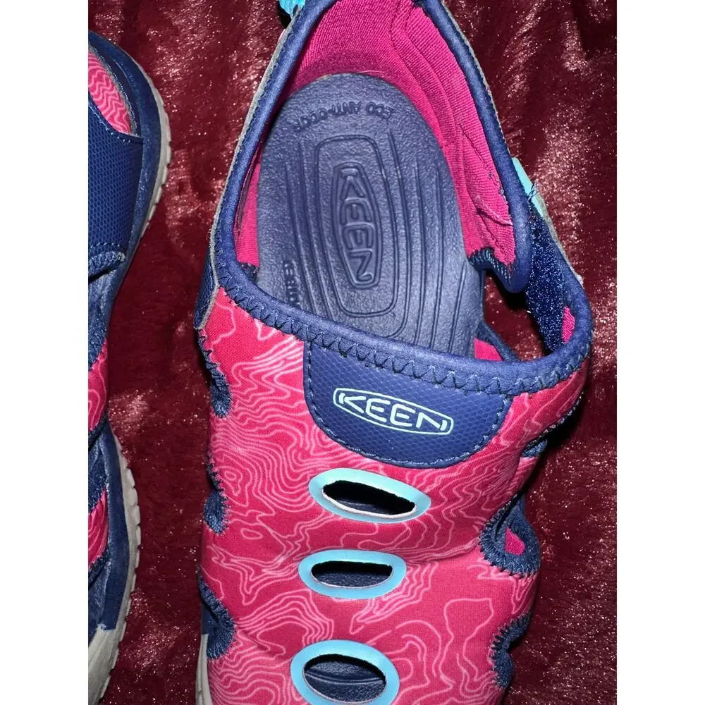 KEEN Girl’s Sandals Anatomic Footbed Waterproof Washable Shoes Pink/Blue Sz 1